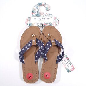 NEW Tommy Bahama Speedwell Sandals Women Size 6 Tan Blue Stars Thong Flip Flops
